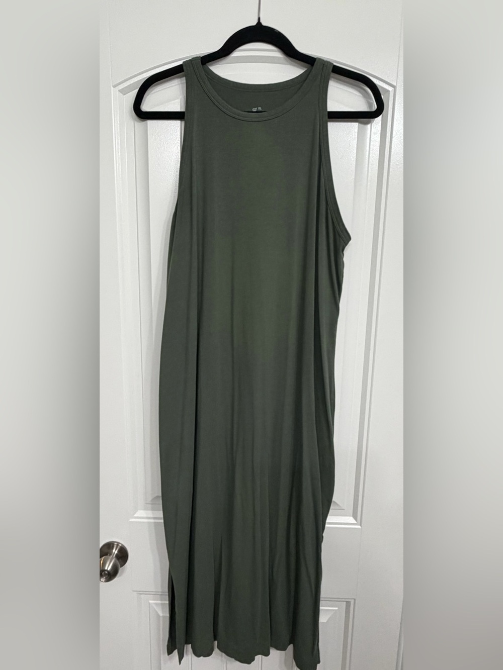 Sleeveless Olive Green Midi Dress - Women